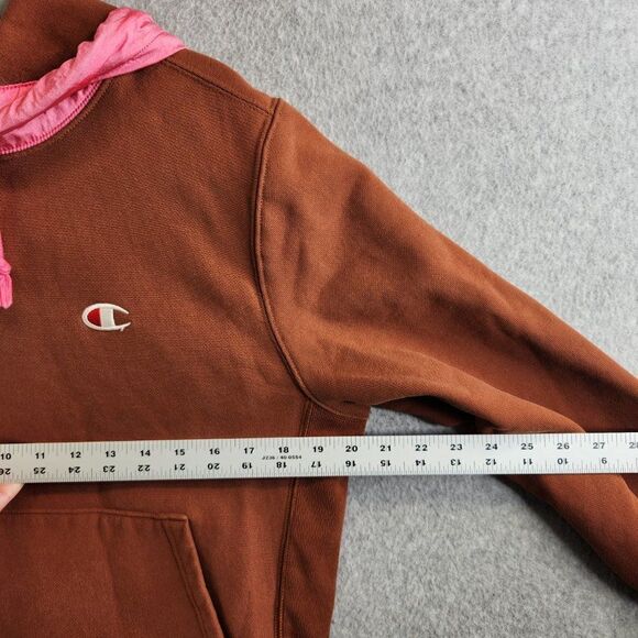 Champion Reverse Weave Hoodie Womens Small Brown Pink Soft Shell Hood Ribbed - Picture 15 of 16